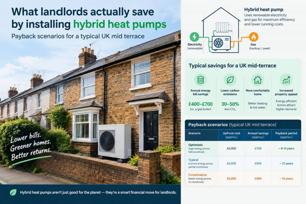 What landlords actually save by installing hybrid heat pumps: payback scenarios for a typical uk mid-terrace